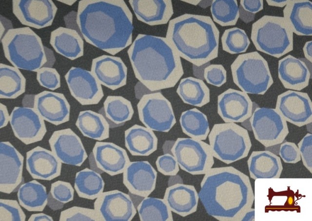 Tissu en Crêpe Satiné Géométrique de Couleurs couleur Bleu