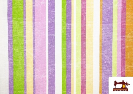 Acheter Tissu en Canvas avec Rayures Larges pour Décoration Multicolore couleur Mauve