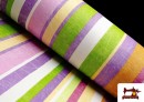 Acheter en ligne Tissu en Canvas avec Rayures Larges pour Décoration Multicolore couleur Mauve