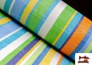 Acheter Tissu en Canvas avec Rayures Larges pour Décoration Multicolore couleur Bleu