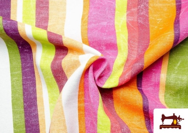 Vente en ligne de Tissu en Canvas avec Rayures Larges pour Décoration Multicolore