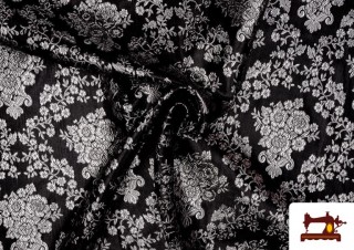 Acheter Tissu en Jacquard avec Fleurs Argentées couleur Noir Acheter Tissu en Jacquard avec Fleurs Argentées couleur Noir