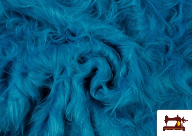 Tissu à Poil Long de Couleurs couleur Bleu turquoise