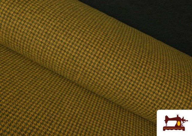 Tissu Style PuntRoma avec Imprimé Pied-de-Poule couleur Moutarde