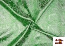 Vente de Tissu Jacquard en Soie de Couleurs avec Cachemire Argenté couleur Vert