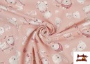 Tissu Viyella en Coton Organique Imprimé couleur Rose pâle