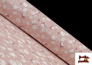 Tissu Viyella en Coton Organique Imprimé couleur Rose pâle