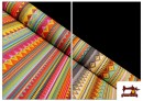 Tissu en Coton Imprimé avec Rayures Ethniques Multicolores