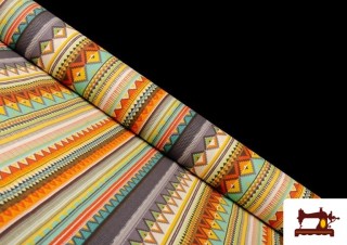 Acheter Tissu en Coton Imprimé avec Rayures Ethniques Multicolores couleur Violet Acheter Tissu en Coton Imprimé avec Rayures Ethniques Multicolores couleur Violet