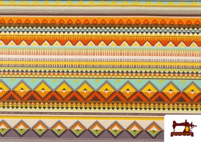 Vente en ligne de Tissu en Coton Imprimé avec Rayures Ethniques Multicolores couleur Violet