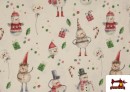 Acheter en ligne Tissu en Coton de Noël avec Imprimé Bonhomme de Neige