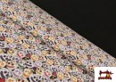 Tissu en Coton Halloween Imprimé Citrouilles avec Visage