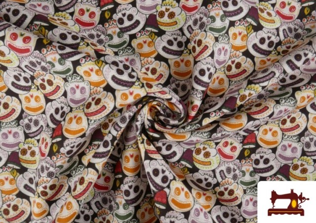 Vente en ligne de Tissu en Coton Halloween Imprimé Citrouilles avec Visage