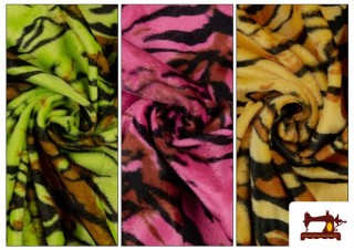Tissu à Poil Court Imprimé Tigre de Couleurs Tissu à Poil Court Imprimé Tigre de Couleurs