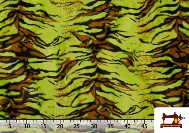 Vente de Tissu à Poil Court Imprimé Tigre de Couleurs couleur Vert pistache