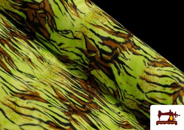 Tissu à Poil Court Imprimé Tigre de Couleurs couleur Vert pistache