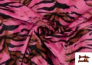 Acheter en ligne Tissu à Poil Court Imprimé Tigre de Couleurs couleur Fuchsia