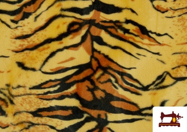 Tissu à Poil Court Imprimé Tigre de Couleurs couleur Moutarde
