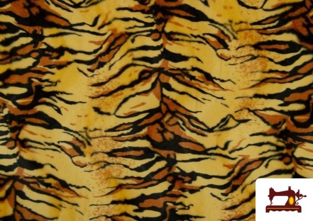 Tissu à Poil Court Imprimé Tigre de Couleurs couleur Moutarde