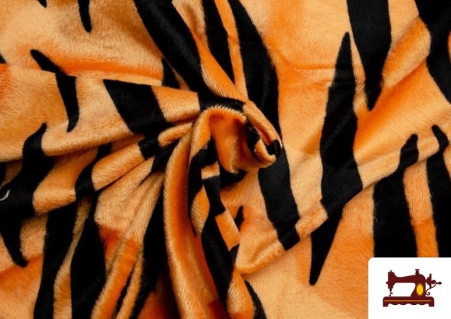 Acheter en ligne Tissu à Poil Court Tigre Orange