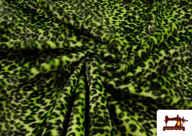 Vente en ligne de Tissu à Poil Léopard de Couleurs couleur Vert pistache