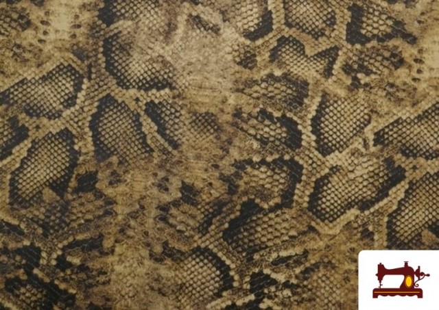 Tissu en Suédine Élastique Animal Print Serpent couleur Beige