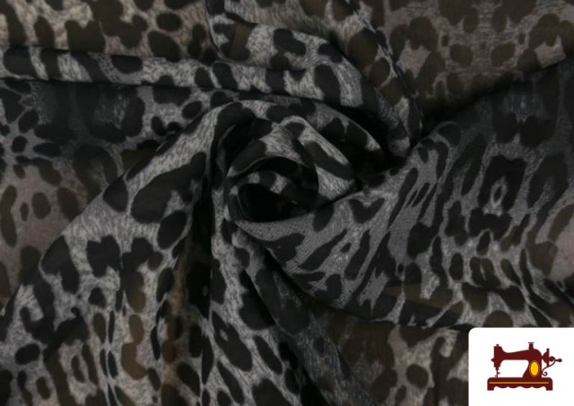 Vente en ligne de Tissu en Georgette Animal Print couleur Gris