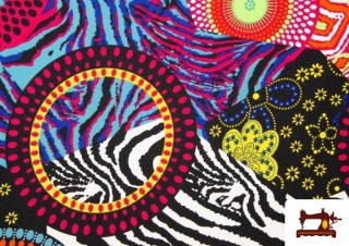 Tissu Imprimé Hippie Psychédélique couleur Bleu Tissu Imprimé Hippie Psychédélique couleur Bleu