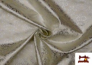 Tissu en Satin Brodé Jacquard Doré et Argenté Tissu en Satin Brodé Jacquard Doré et Argenté