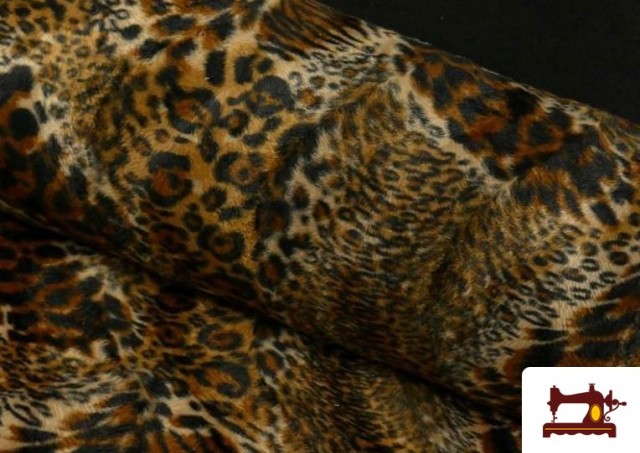Tissu à Poil Court Animal Print Léopard et Tigre