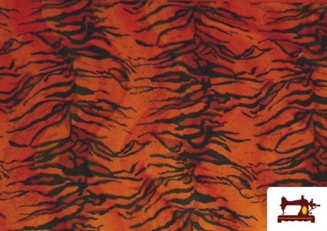 Acheter en ligne Tissu à Poil Court Imprimé Tigre de Couleurs couleur Orange