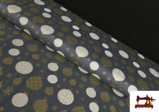 Acheter Tissu en Coton Imprimé avec Boules de Noël Gris Acheter Tissu en Coton Imprimé avec Boules de Noël Gris