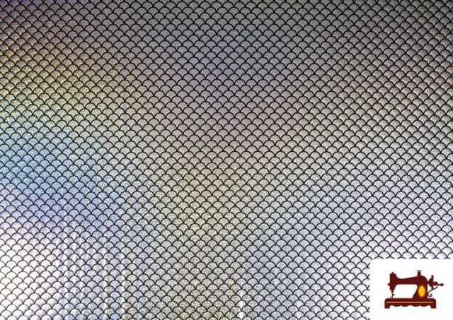 Vente de Tissu en Lycra Imitation Écailles de Poisson Holographiques couleur Gris