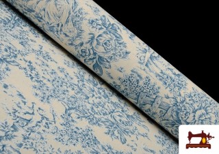 Tissu Imprimé Toile de Jouy couleur Bleu Tissu Imprimé Toile de Jouy couleur Bleu