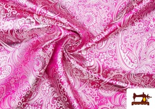 Tissu Fuchsia Brocart Brillant Argenté Tissu Fuchsia Brocart Brillant Argenté