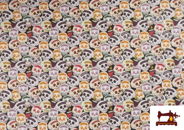 Acheter Tissu en Coton Halloween Imprimé Citrouilles avec Visage