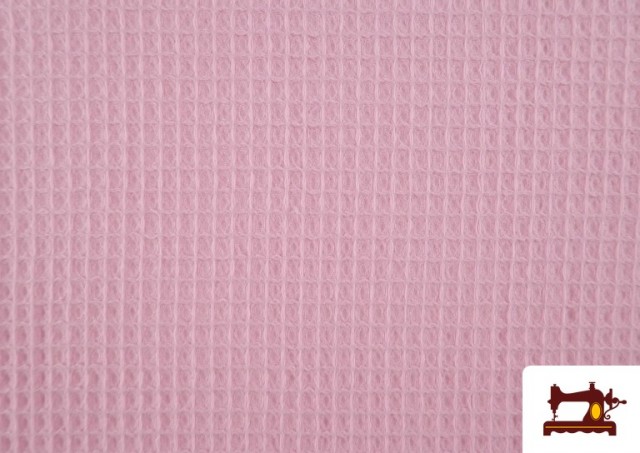 Tissu en Waffle/Gaufre de Couleurs couleur Rose pâle