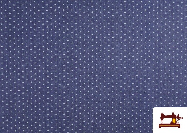 Tissu Texan avec Imprimé Géométrique Triangles couleur Bleu