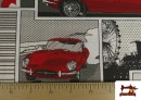 Vente en ligne de Tissu en Canvas Style BD Rouge avec Imprimé Londres