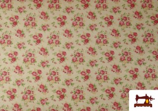 Tissu en Canvas Imprimé avec Fleurs Romantiques de Couleurs