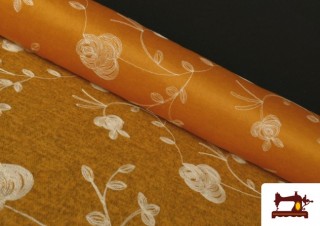 Tissu Angora avec Broderie Tressée couleur Orange Tissu Angora avec Broderie Tressée couleur Orange