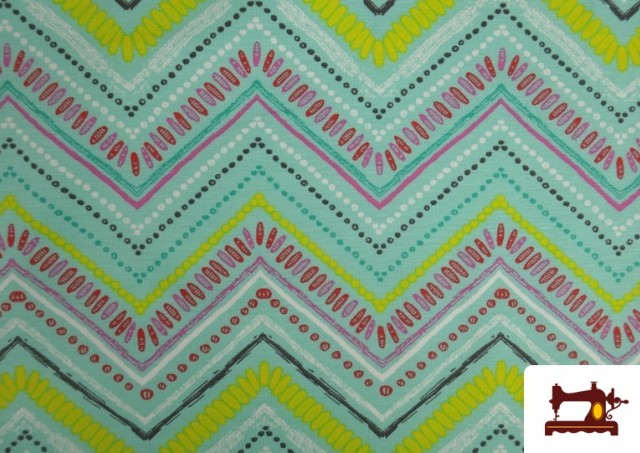 Acheter en ligne Tissu de Tee-Shirt Ethnique de Couleurs couleur Bleu turquoise