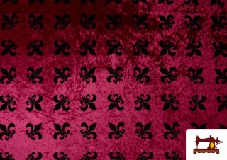 Vente de Tissu en Velours Martelé avec Fleur de Lys Médiéval couleur Rubis Vente de Tissu en Velours Martelé avec Fleur de Lys Médiéval couleur Rubis