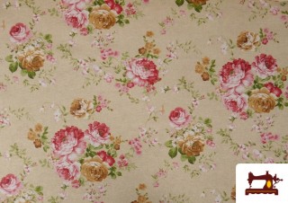 Tissu en Canvas Imprimé avec Fleurs Romantiques de Couleurs Dessin Grand