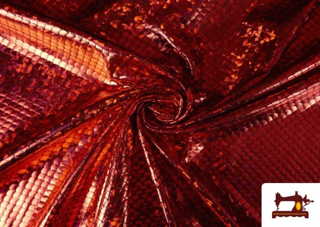 Acheter Tissu en Lycra Imitation Écailles de Poisson couleur Rouge