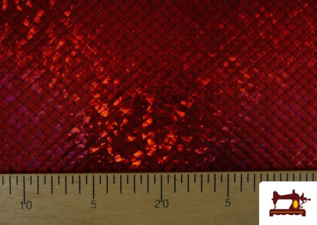 Tissu en Lycra Imitation Écailles de Poisson couleur Rouge