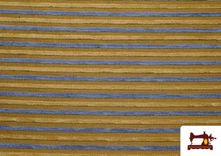 Tissu Chenille en Velours avec Rayures couleur Bleu Tissu Chenille en Velours avec Rayures couleur Bleu