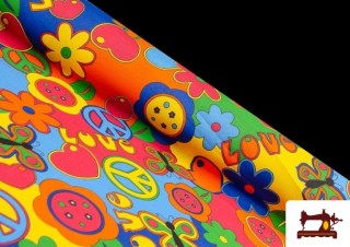 Tissu Imprimé Hippie - Flower Power Paix et Amour Tissu Imprimé Hippie - Flower Power Paix et Amour
