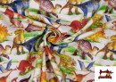 Acheter en ligne Tissu en Coton Imprimé avec Dinosaures