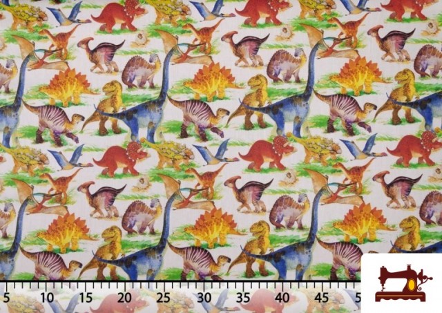 Vente en ligne de Tissu en Coton Imprimé avec Dinosaures